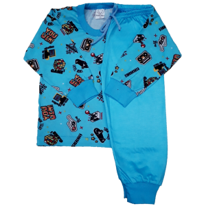 0336 Pijama Jogo da Velha azul com Calça Azul 2